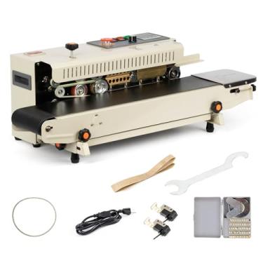 Imagem de U.S. Solid Máquina seladora de faixa de saco contínua, seladora horizontal automática com controle digital de temperatura para sacos de PVC de 0,02 a 0,08 mm, filmes e codificação de carimbos