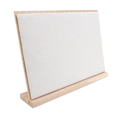 Imagem de Pilipane Suporte de exibição de joias de madeira, 16 compartimentos, removível em forma de L, estrutura forte, suporte para colar, organizador de exibição de loja de joias em casa