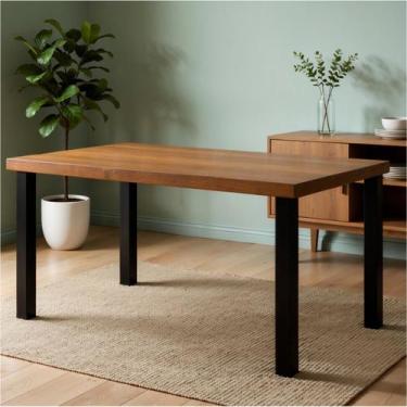 Imagem de Mesa de Jantar Tampo em Madeira Maciça 200x90cm Athenas - PAONANDA DEC