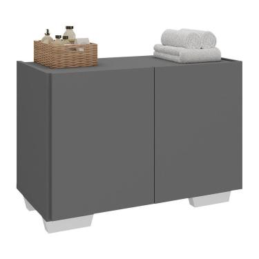 Imagem de Gabinete Armário De Banheiro 62,5cm 2 Portas Com Pés Multimóveis Mp5046 Grafite/branco Grafite/branco