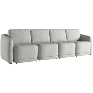 Imagem de Sofá Cama Para Sala De Estar 5 Lugares 436cm Montserrat K01 Linho Cinza - Lyam Decor