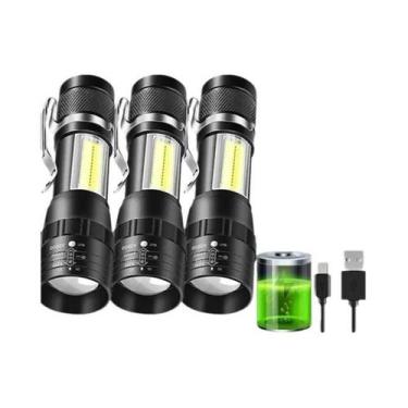 Imagem de Lanterna LED Recarregável Portátil Com Zoom, À Prova D'água, Com Clipe