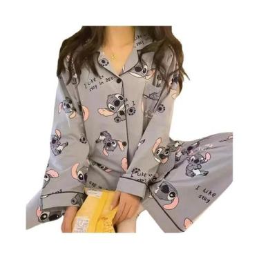 Imagem de Pijamas De Algodão Sintético Kawaii Disney Com Mangas Longas Para Prim
