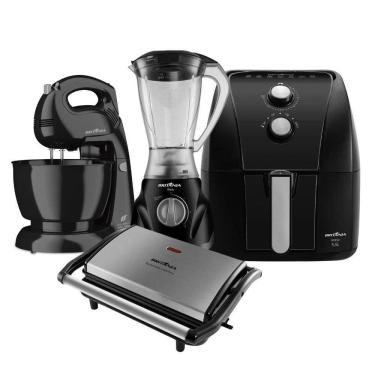 Imagem de Kit Britânia Air Fryer + Batedeira + Grill + Liquidificador Preto/inox 220 V