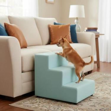 Imagem de Escada Colorida Estofada para Pets com 3 degraus - Sami Comfort, Verde