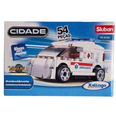 Imagem de Blocos De Montar Cidade Ambulância 54 Peças - Xalingo Brinquedos