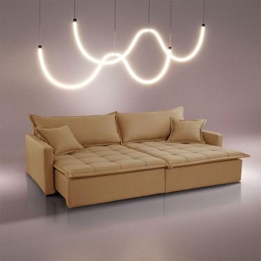 Imagem de Sofá Cama Flora 02 Módulos De 120cm Br 15cm Meu Sofá Online P321 Linho Dourado