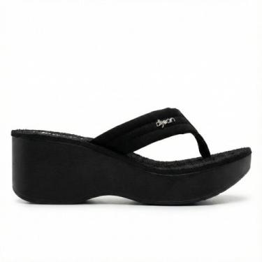 Imagem de Tamanco feminino dijean anabela original conforto ortopédico, Preto, P