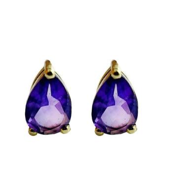 Imagem de Brinco em Ouro 18K com Ametista Gota - Elegante e Exclusivo - Justino 