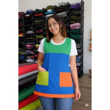 Imagem de Avental colorido Tipo Bata Oxford Premium,luxo,aniversario,cozinha,min