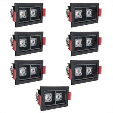 Imagem de Kit 7 Spot Mini Dowlight Duplo Led Embutir Micro 3000K Bet56 - Acende 