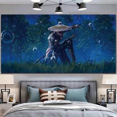 Imagem de Tapeçaria para pendurar na parede Samurai Warrior 100x150cm poliéster 