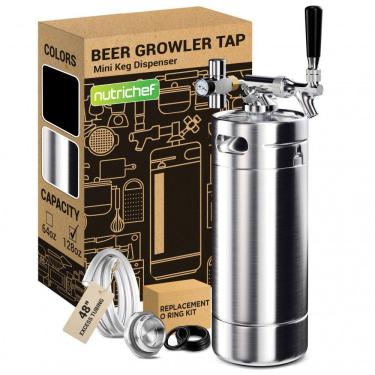 Imagem de Chopeira Portátil 5L com Torneira e Regulador de CO2, Aço Inoxidável, NUTRICHEF PKBRTP100.5, Prateado