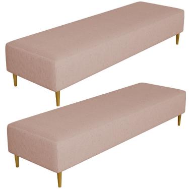 Imagem de Kit 02 Puffs Decorativo Sala de Estar Bali W01 Pés Palito 190x60cm Linho Rosê - Lyam Decor