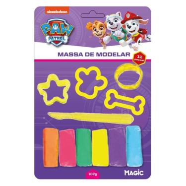 Imagem de Massa de modelar 6 cores 4 moldes 1 faquinha patrulha canina - Roxo