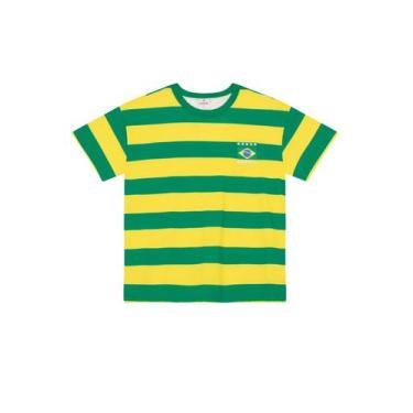 Imagem de Camiseta infantil unissex listrada do Brasil Brandili, Verde, 8