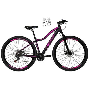 Imagem de Bicicleta Feminina Aro 29 Ksw Mwza 24v Freios Hidráulicos Garfo Suspensão Mtb - Preto/Rosa