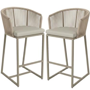 Imagem de 02 Banqueta Noronha Em Alumínio E Corda Náutica Trama Rami