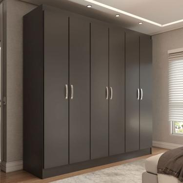 Imagem de Guarda-Roupa Casal Normandia 6 Portas 2 Gavetas Black - Panorama Móveis