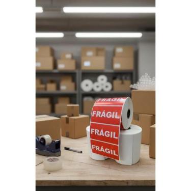 Imagem de Etiqueta Adesiva Frágil 10x5cm - Selo Cuidado Carga Segura ( - Congrat