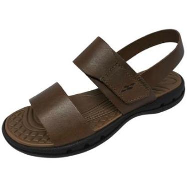 Imagem de Sandalia Masculina Em Couro Tiras Autocolante Macio Itapuã-Masculino