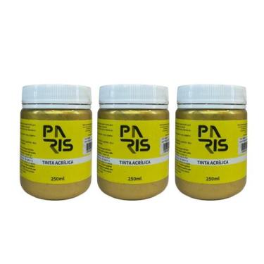 Imagem de Kit 3 Tintas Acrílicas Artísticas Paris Premium Ouro 250ml