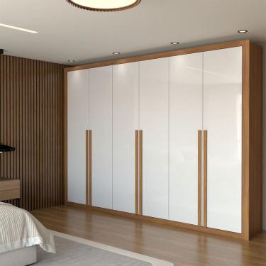 Imagem de Guarda-Roupa Casal Aura 6 Portas 6 Gavetas Cinamomo/Branco - Panorama Móveis