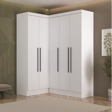 Imagem de Quarto Completo 5 Portas 4 Gavetas 3 Peças Viena Espresso Móveis Branco