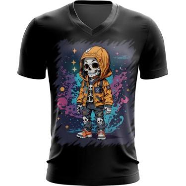 Imagem de Camiseta Gola V Caveira Infantil Estilosa Unif 2 - Kasubeck Store, INF