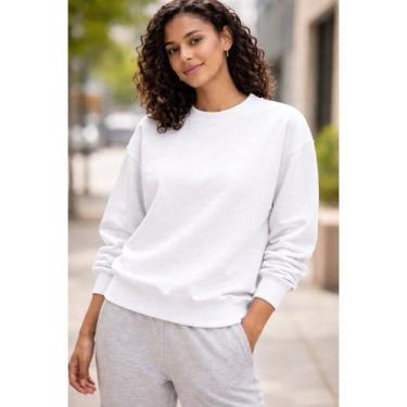 Imagem de Blusa Feminina Cropped Moletinho Manga Longa Confortável Casual Básica