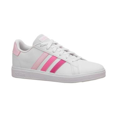 Imagem de Tênis Casual Branco e Pink Kids Grand Court | Adidas-Feminino