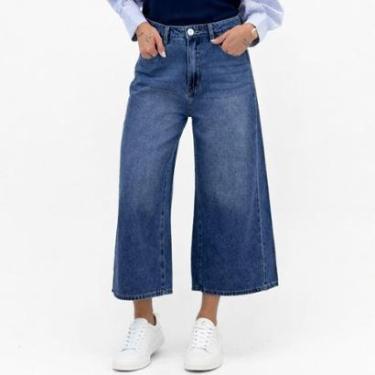 Imagem de Calça Mamô Jeans Wide Leg Pantacourt Feminina-Feminino