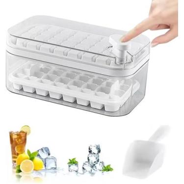 Imagem de Forma De Gelo 64 Cubos Camada Dupla Recipiente C/ Tampa - CUBA DE GELO