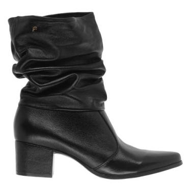 Imagem de Bota Engomada Cano Médio Feminina Couro Pegada 28901 Preto, Preto, 38