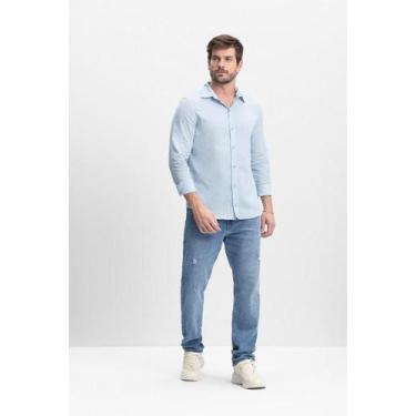 Imagem de Camisa Verano Linho Masculina Essendi P, Azul claro, P