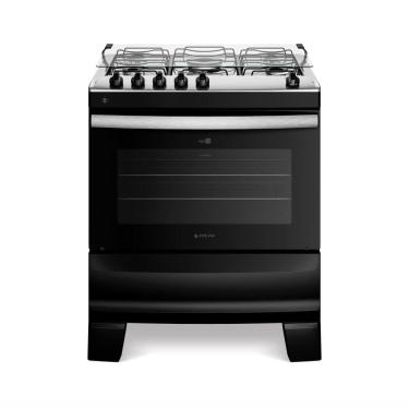 Imagem de Fogão Atlas 5 Bocas Com Mesa de Inox Agile Up Preto Bivolt