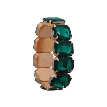 Imagem de Bracelete Zircônia Grosso Pedra Azul Royal Verde Esmeralda Brilho-Puls