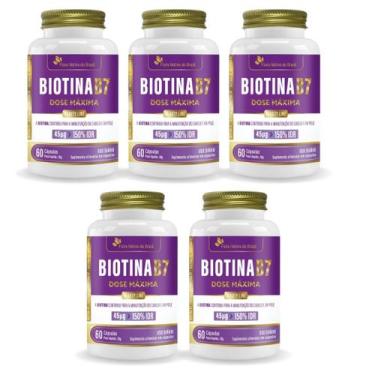Imagem de 5x Biotina (B7) Cabelos e pele 150% IDR 60 Caps Flora Nativa - Flora N