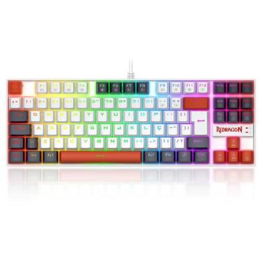 Imagem de Teclado Mecânico Gamer Redragon Kumara RGB Switch Marrom Branco Preto 