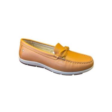 Imagem de Sapato mocassim feminino de couro Laranja Andacco, Laranja, 35
