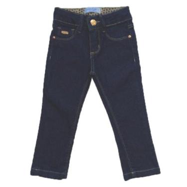 Imagem de Calça Jeans Infantil Manabana Menina Oferta, 1 ano, Azul marinho