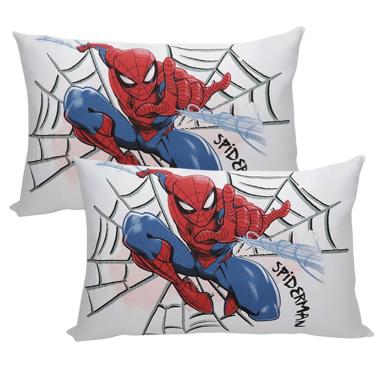 Imagem de Par de Fronha Malha 100% Algodão Marvel Spider-Man 48cmx68cm Estampa Localizada Branco Portallar