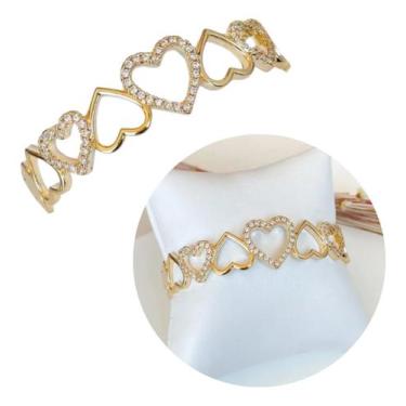 Imagem de Bracelete Lindo Coração Banhada A Ouro 18k Delicada Pulso - VZAR