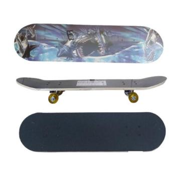 Imagem de Skate Iniciante em Madeira 7 Lâminas Com Lixa Montado - Abelhuda Prese
