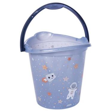 Imagem de Balde 8 Litros Bebê Astronauta Menino Translúcido Baldinho Infantil Or