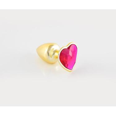 Imagem de Plug metal coração joia colorido Tamanho:P 6,5x3cm - Hard, Dourado