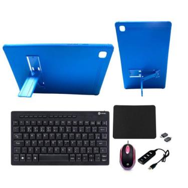 Imagem de Capa +Teclado Mouse p/ Tablet Samsung A7 T500/T505 10.4 Azul Kit Trans