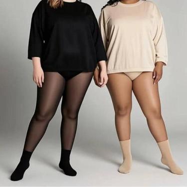 Imagem de Meia Calça Anti Celulite Fina Fio 70D Slim Plus Size Veste 38 ao 44 Co