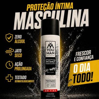 Imagem de Desodorante Íntimo Masculino Spray Jato Seco On Fire Inibe Mal Odor Pr