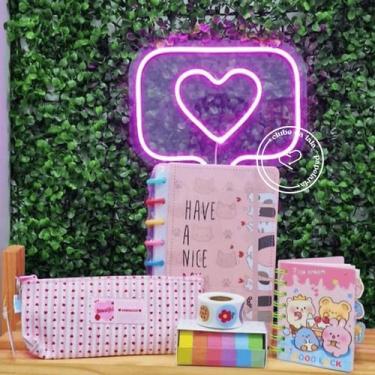 Imagem de Kit Papelaria Fofa  Caderno de Disco A5 - Clube da lala, Rosa